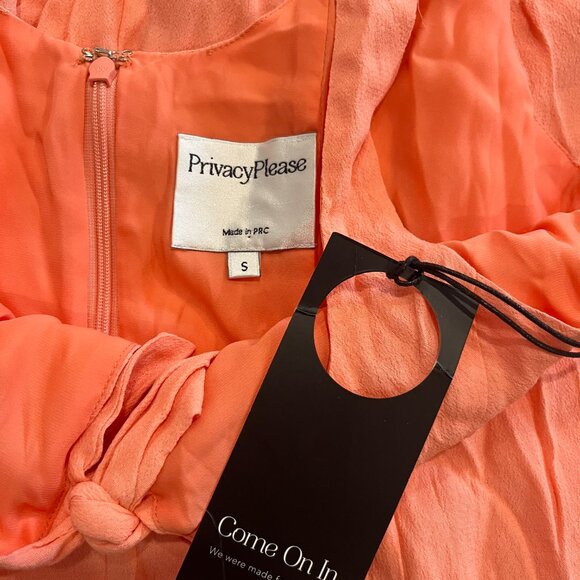 NWT Revolve Privacy Please Keyhole Mini Dress Front Tie Small Salmon Orange - Picture 2 of 5